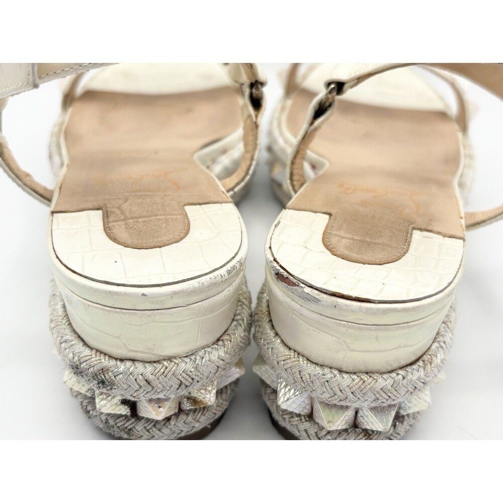 Christian Louboutin White Iridescent Platform Sandals Cataclou 60 Size EU 38 - Picture 6 of 12